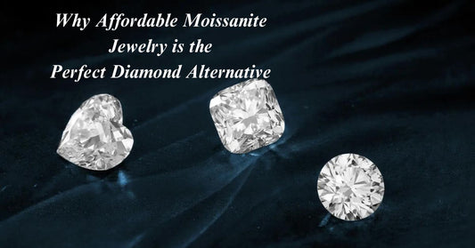 An image with diamond earrings and the title "Why Affordable Moissanite Jewelry is the Perfect Diamond Alternative"