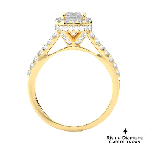 3.5 CT Emerald Cut Colorless Moissanite Halo Engagement Ring