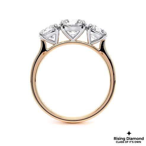 2.5 CT Round Cut Colorless Moissanite Three Stone Ring