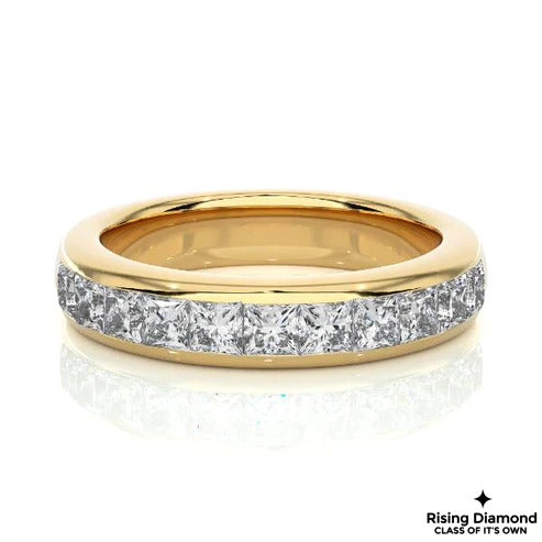0.38 Ct Princess Cut Colorless Moissanite Gold Wedding Band