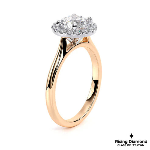 1.05 Ct Round Cut E-VS2 Lab Grown Diamond Halo Engagement Ring