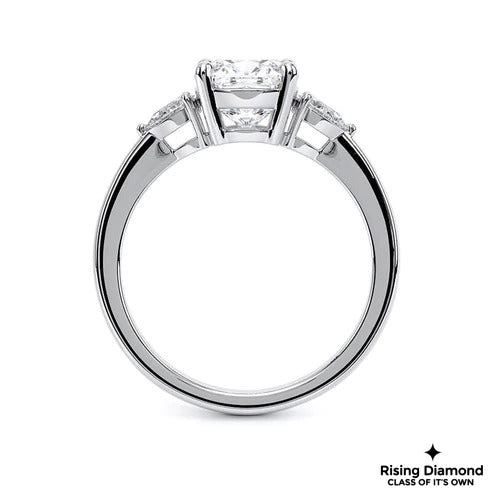 1.0 Ct Cushion F/VS1 Lab Grown Diamond Three Stone Ring
