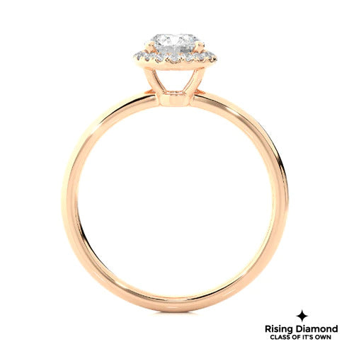 1.0 Ct F/VS1 Round Cut Lab Grown Diamond Halo Ring