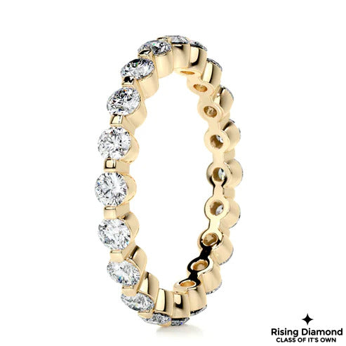 1.75 CTW Round Cut Colorless Moissanite Bubble Prong Setting Wedding Band