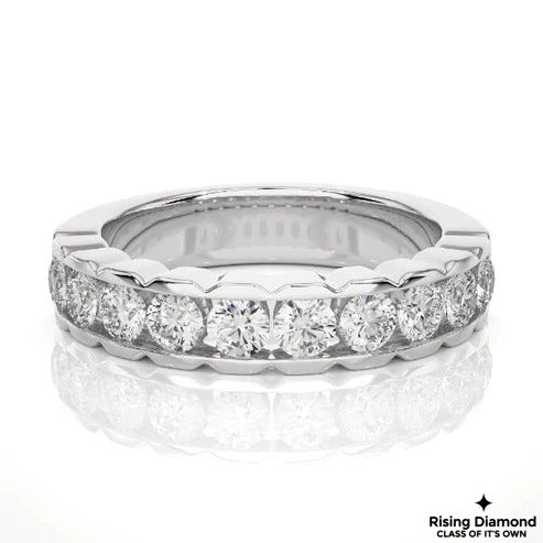 2.02 CTW Round Cut Colorless Moissanite Half Eternity Band