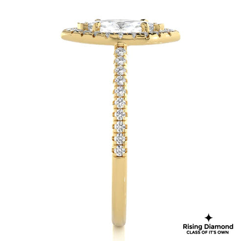 3.01 CT Marquise Cut Colorless Moissanite Halo Engagement Ring