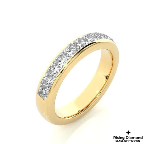0.38 Ct Princess Cut Colorless Moissanite Gold Wedding Band
