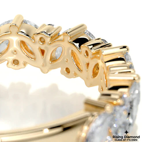 0.85 CTW Marquise and Round Cut Colorless Moissanite Wedding Band