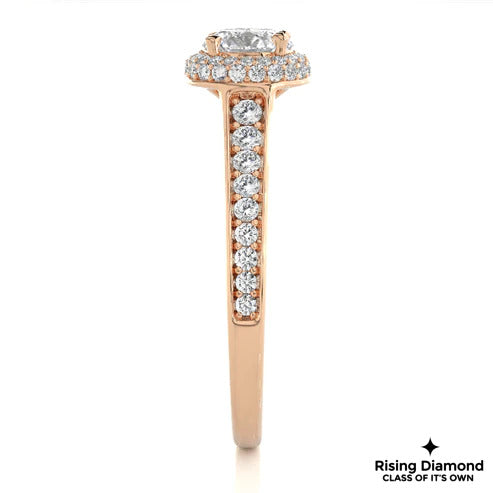 1.02 CT Round E/VS2 Lab Grown Diamond Halo Engagement Ring