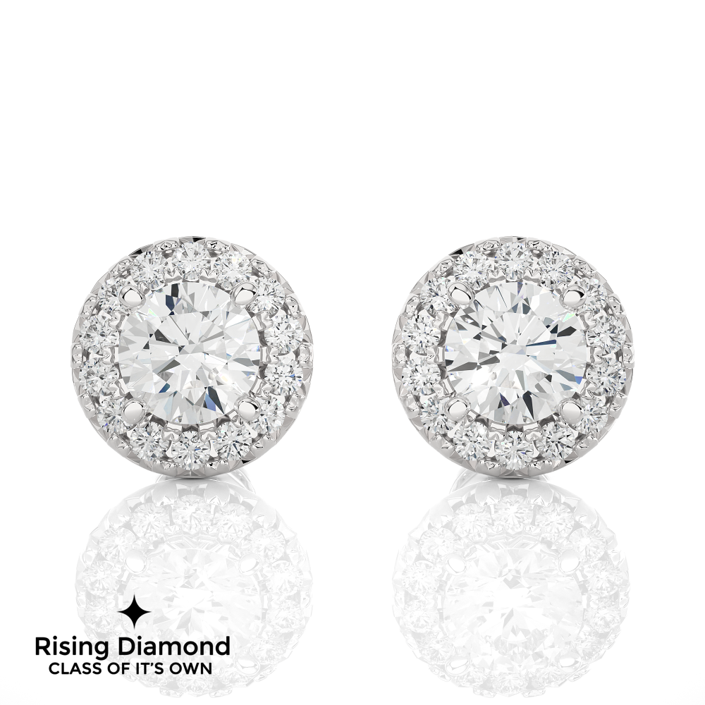 1.15 TCW For Each Round Cut EF-VS Lab Grown Diamond Halo Earring