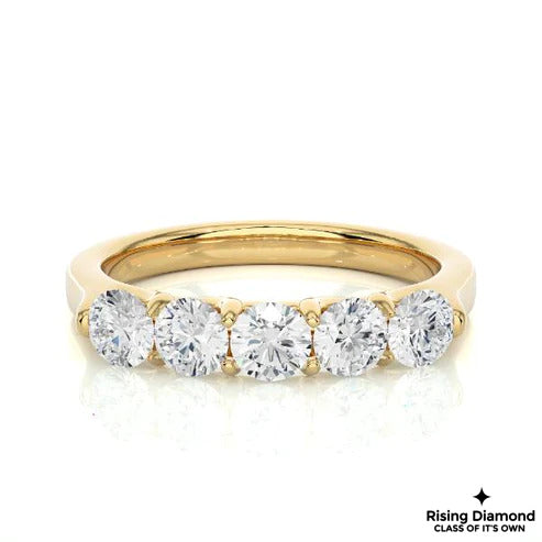 1.5 CTW Round Cut Colorless Moissanite Five Stone Band