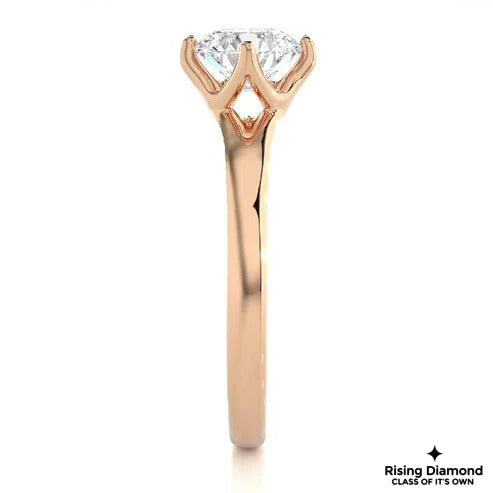 1.00 Ct Round Cut D-VS Lab Grown Diamond Gold Solitaire Engagement Ring