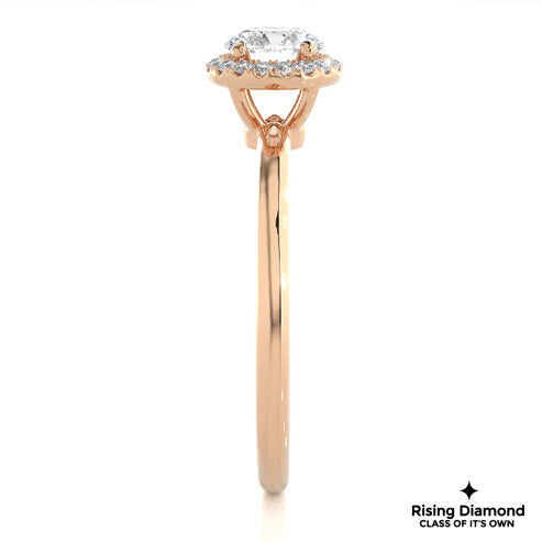 1.0 Ct F/VS1 Round Cut Lab Grown Diamond Halo Ring