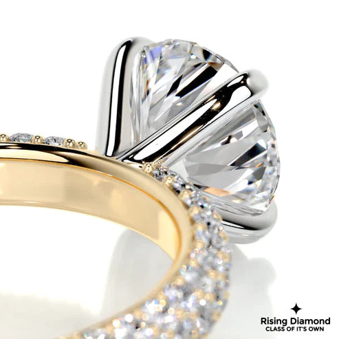 3.0 Ct Round Cut Colorless Moissanite Micro Pave Engagement Ring