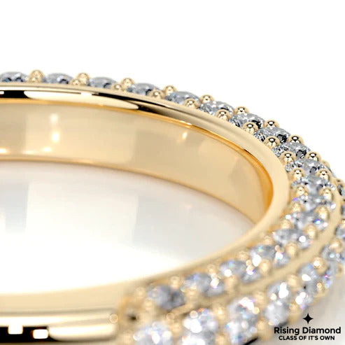 0.75 CTW Round Cut Colorless Moissanite Micro Pave Wedding Band