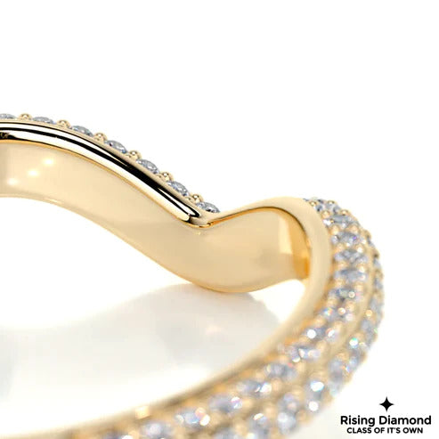 0.75 CTW Round V Shape Colorless Moissanite Micro Pave Wedding Band