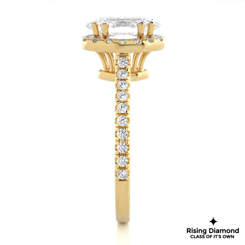 1.05 Ct Oval Cut E-VS1 Lab Grown Diamond Halo Engagement Ring