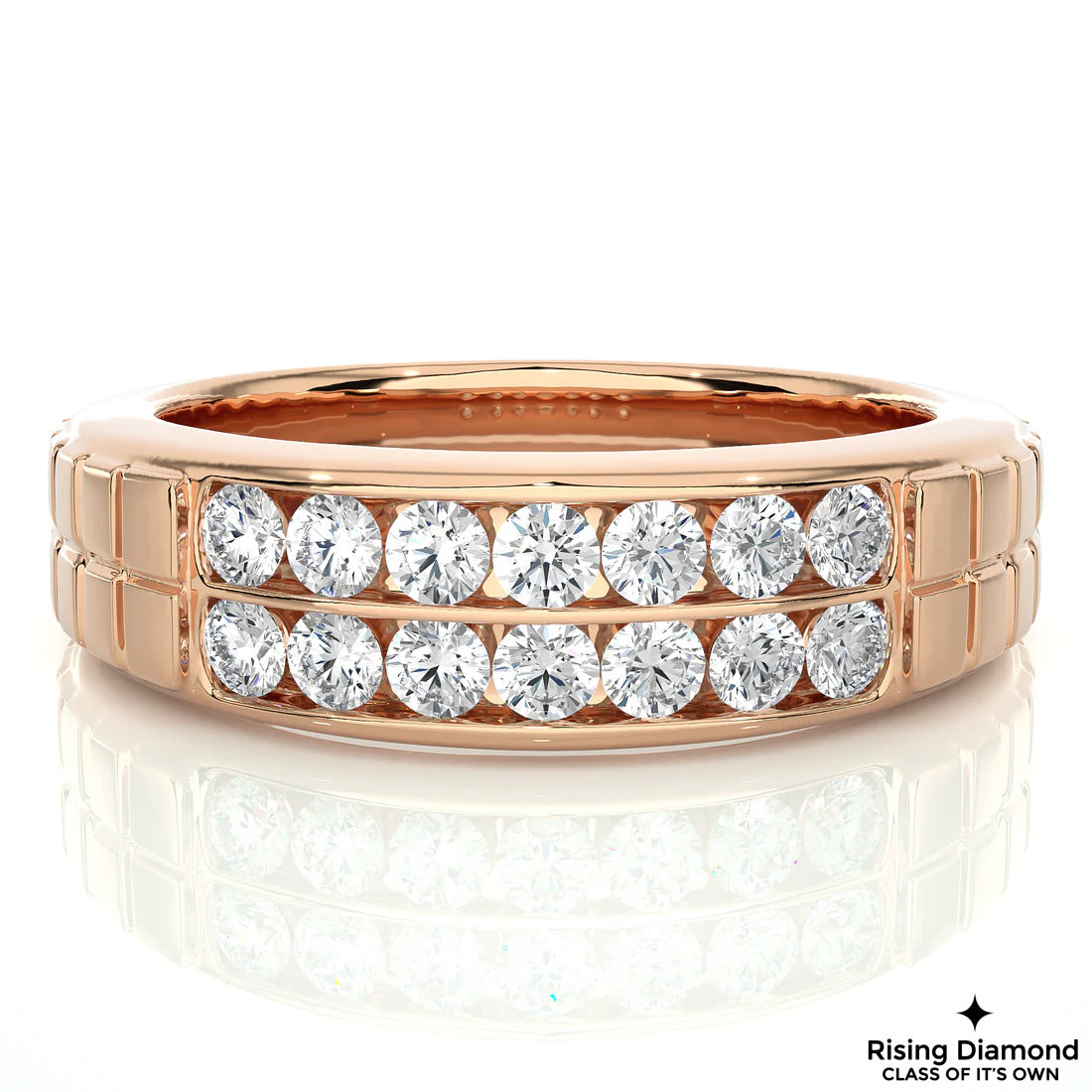 0.95 TCW Round Cut Colorless Moissanite Gold Wedding Band