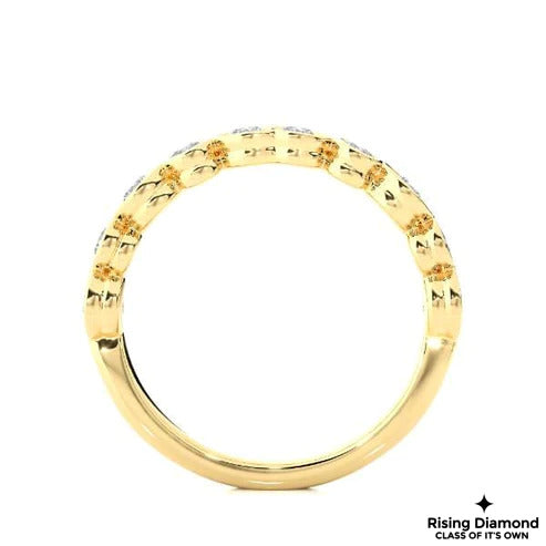 0.28 TCW Round Cut Colorless Moissanite Half Eternity Gold Wedding Band