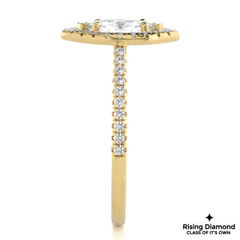 1.02 CT Marquise Cut F/VS1 Lab Grown Diamond Halo Ring