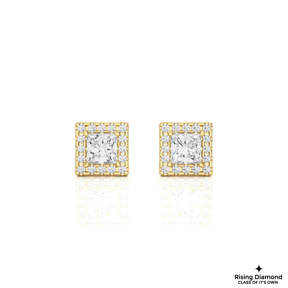 1.12 TCW Princess EF/VS Lab Grown For Each Diamond Halo Earring