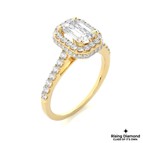 1.33 Ct Emerald Cut E-VS2 Lab Grown Diamond Engagement Ring