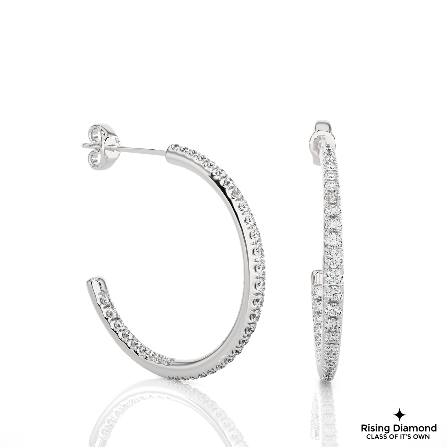 1.02 CTW Round Cut Lab Grown Diamond Hoop Earring With Screw Back Closer