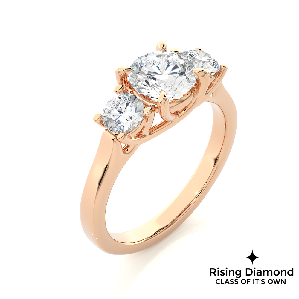 1.90 Ct Round Cut Colorless Moissanite Three Stone Engagement Ring