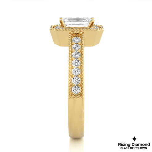 1.22 Ct Emerald Cut F-VS1 Lab Grown Diamond Engagement Ring
