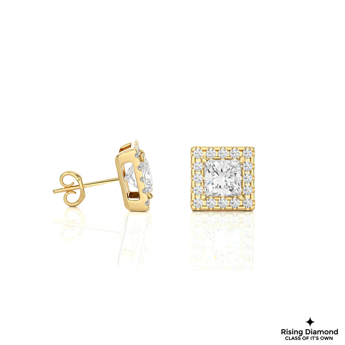 1.12 TCW Princess EF/VS Lab Grown For Each Diamond Halo Earring