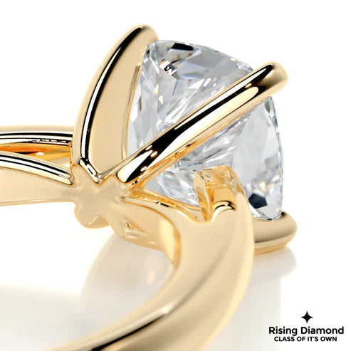 3.01 Ct Cushion Cut Colorless Moissanite Solitaire Engagement Ring