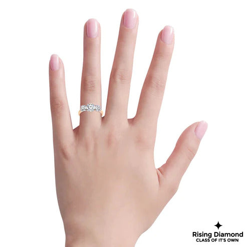 2.5 CT Round Cut Colorless Moissanite Three Stone Ring