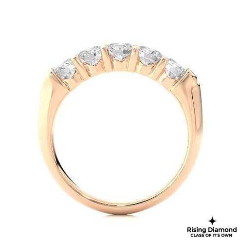 0.92 CTW Round Cut Colorless Moissanite Five Stone Wedding Band