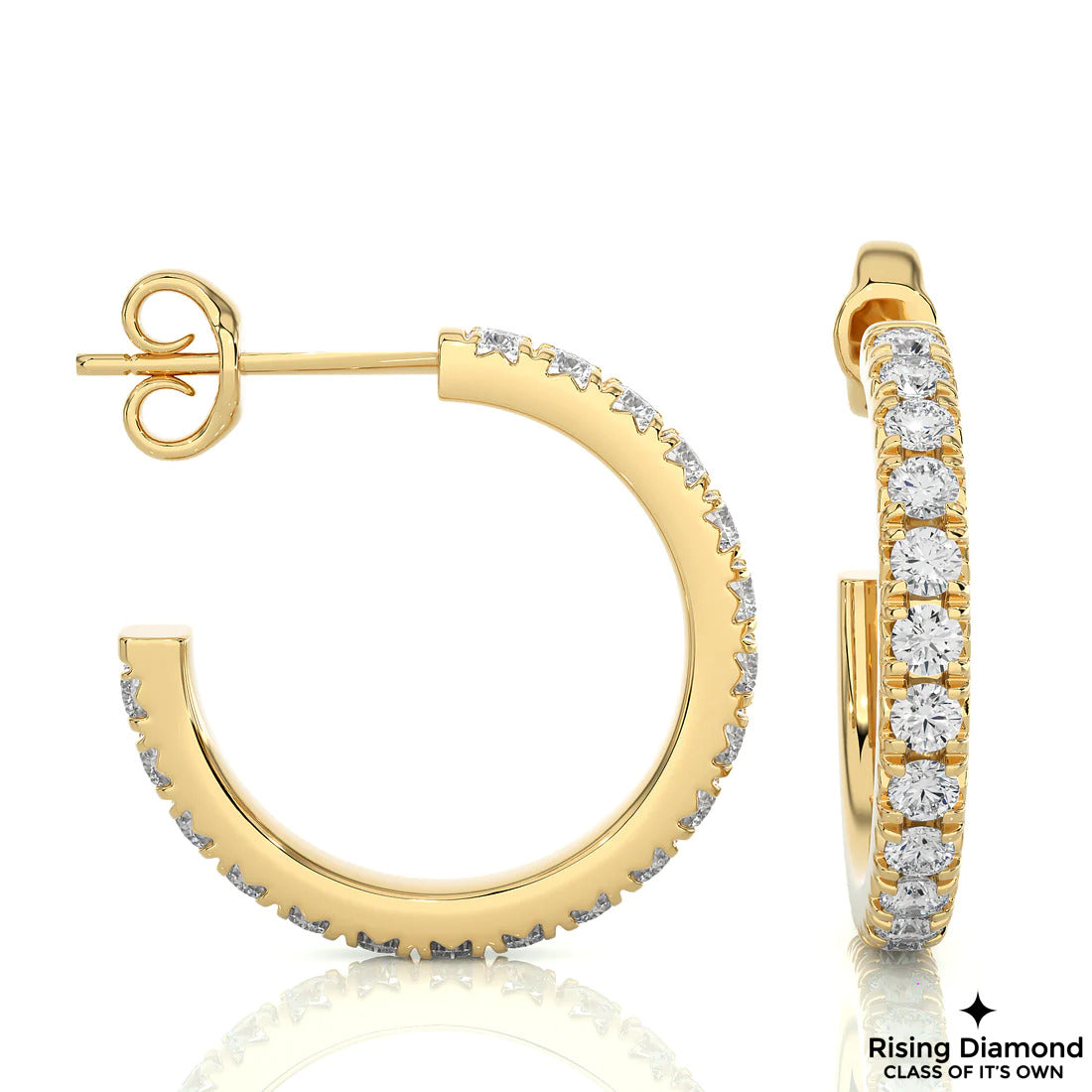 1.4 TCW Round Cut Lab Grown Diamond Gold Earring