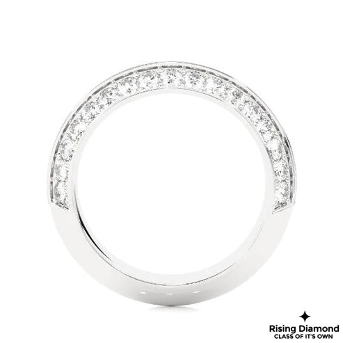 0.66 CTW Round Cut Colorless Moissanite Knife Edge Shank Band