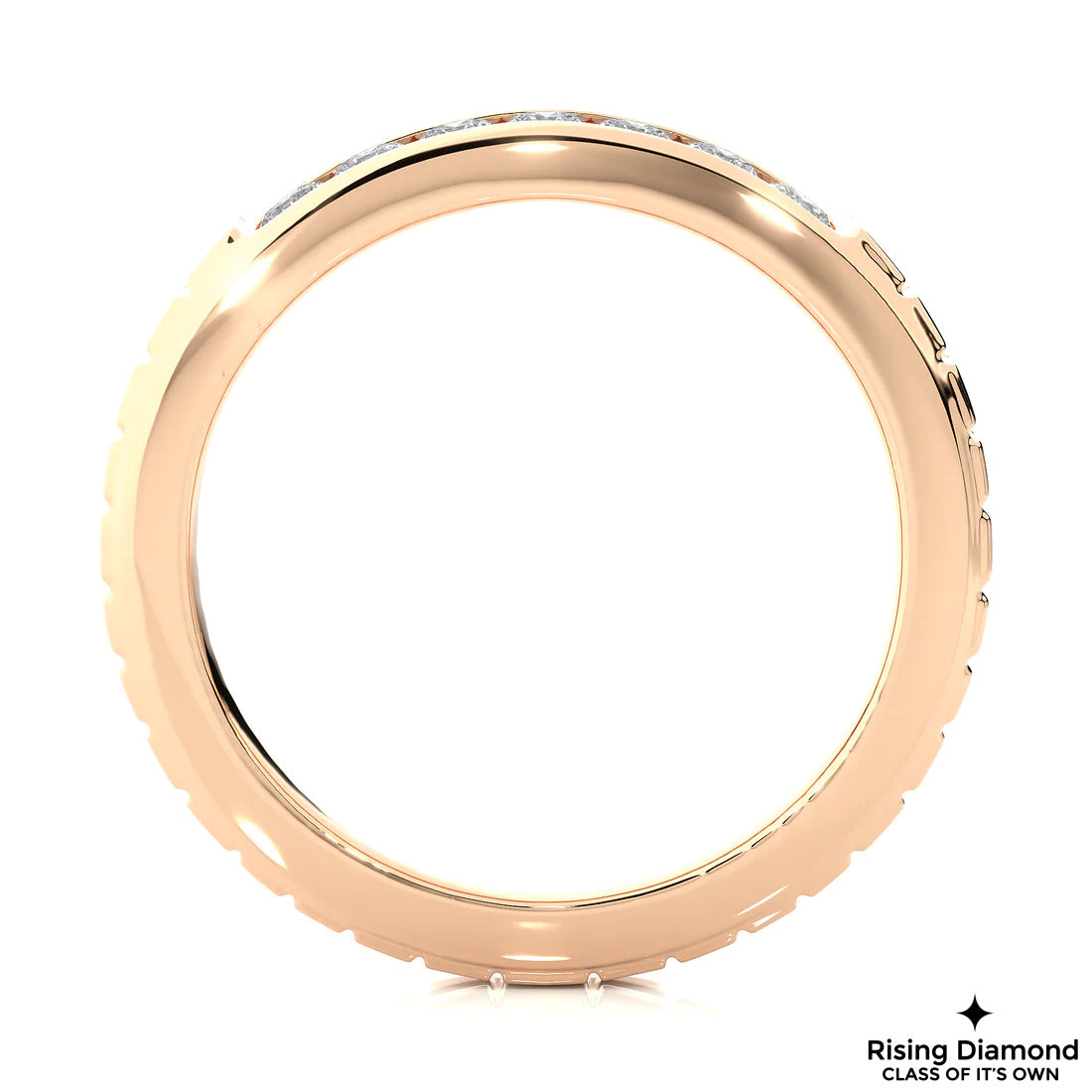0.95 TCW Round Cut Colorless Moissanite Gold Wedding Band