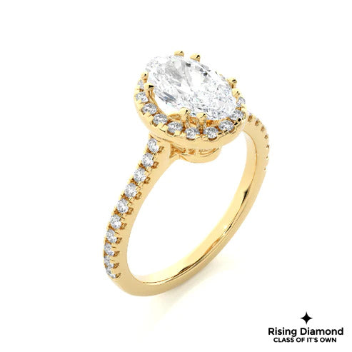 1.05 Ct Oval Cut E-VS1 Lab Grown Diamond Halo Engagement Ring