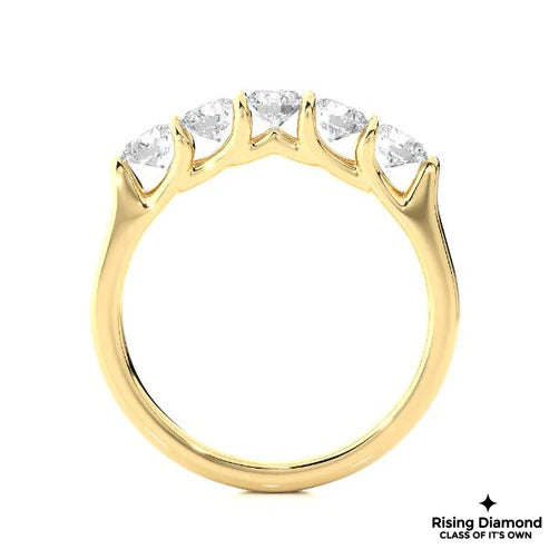 1.5 CTW Round Cut Colorless Moissanite Five Stone Band