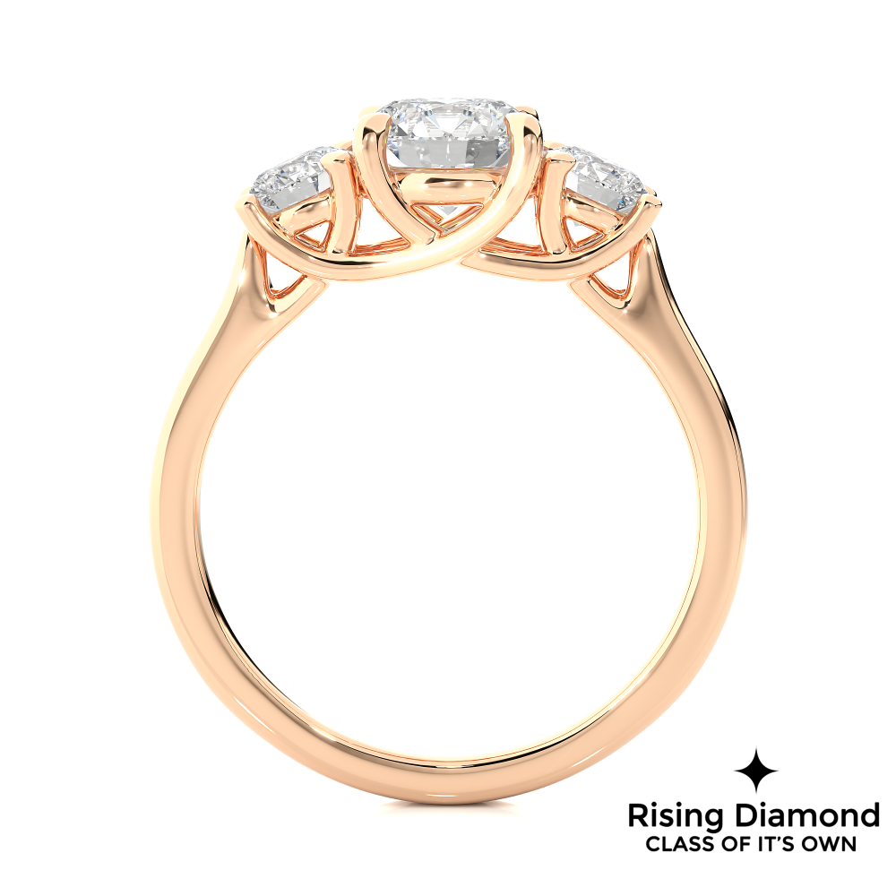 1.90 Ct Round Cut Colorless Moissanite Three Stone Engagement Ring