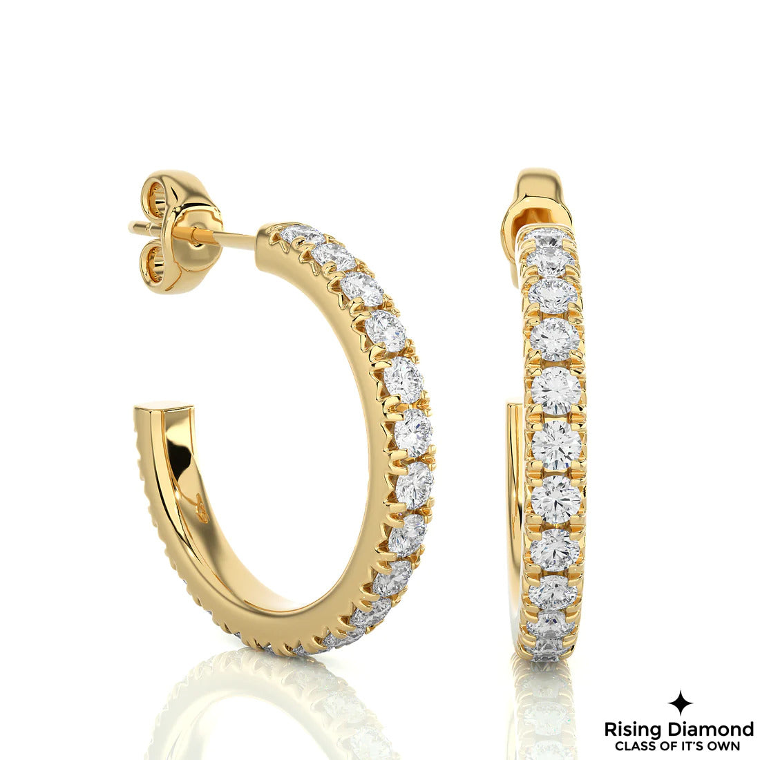 1.4 TCW Round Cut Lab Grown Diamond Gold Earring