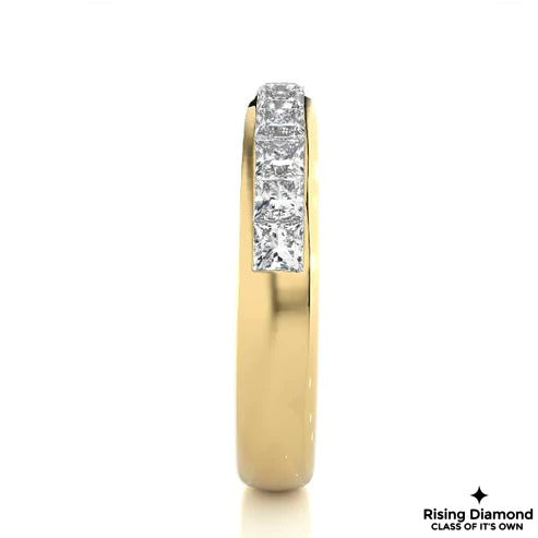 0.38 Ct Princess Cut Colorless Moissanite Gold Wedding Band