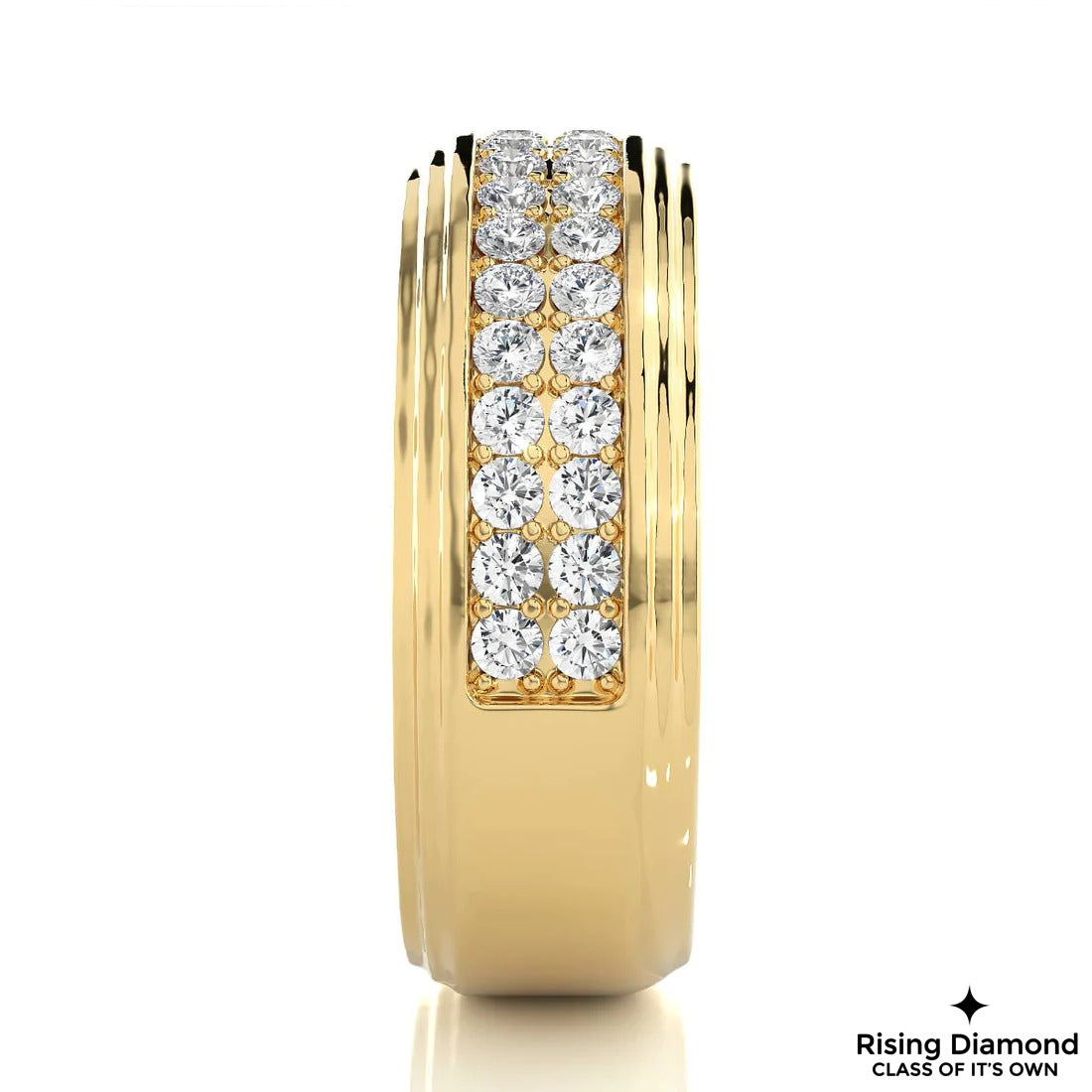 0.85 TCW Round Cut Colorless Moissanite Double Pave Wedding Band