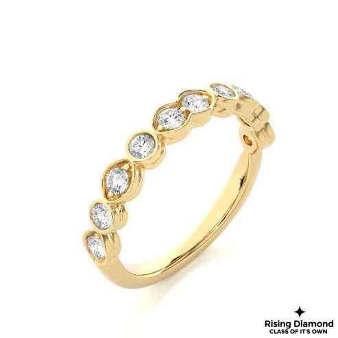 0.28 TCW Round Cut Colorless Moissanite Half Eternity Gold Wedding Band
