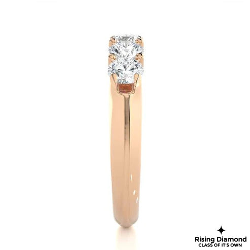 0.92 CTW Round Cut Colorless Moissanite Five Stone Wedding Band