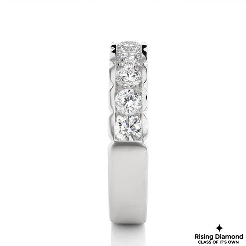 2.02 CTW Round Cut Colorless Moissanite Half Eternity Band