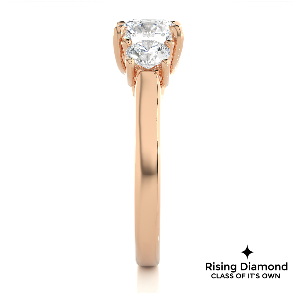 1.90 Ct Round Cut Colorless Moissanite Three Stone Engagement Ring