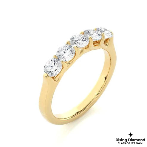 1.5 CTW Round Cut Colorless Moissanite Five Stone Band
