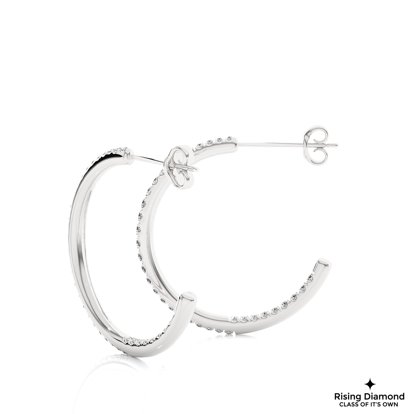 1.02 CTW Round Cut Lab Grown Diamond Hoop Earring With Screw Back Closer