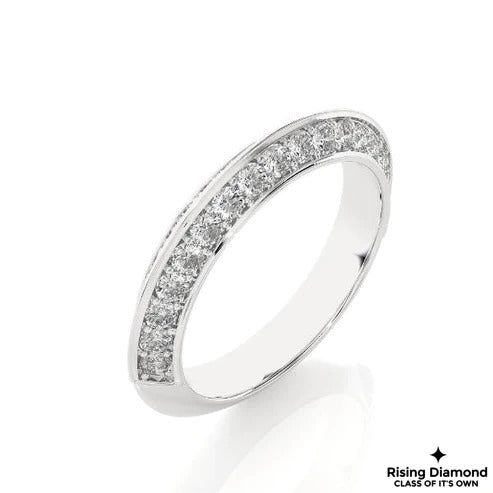 0.66 CTW Round Cut Colorless Moissanite Knife Edge Shank Band