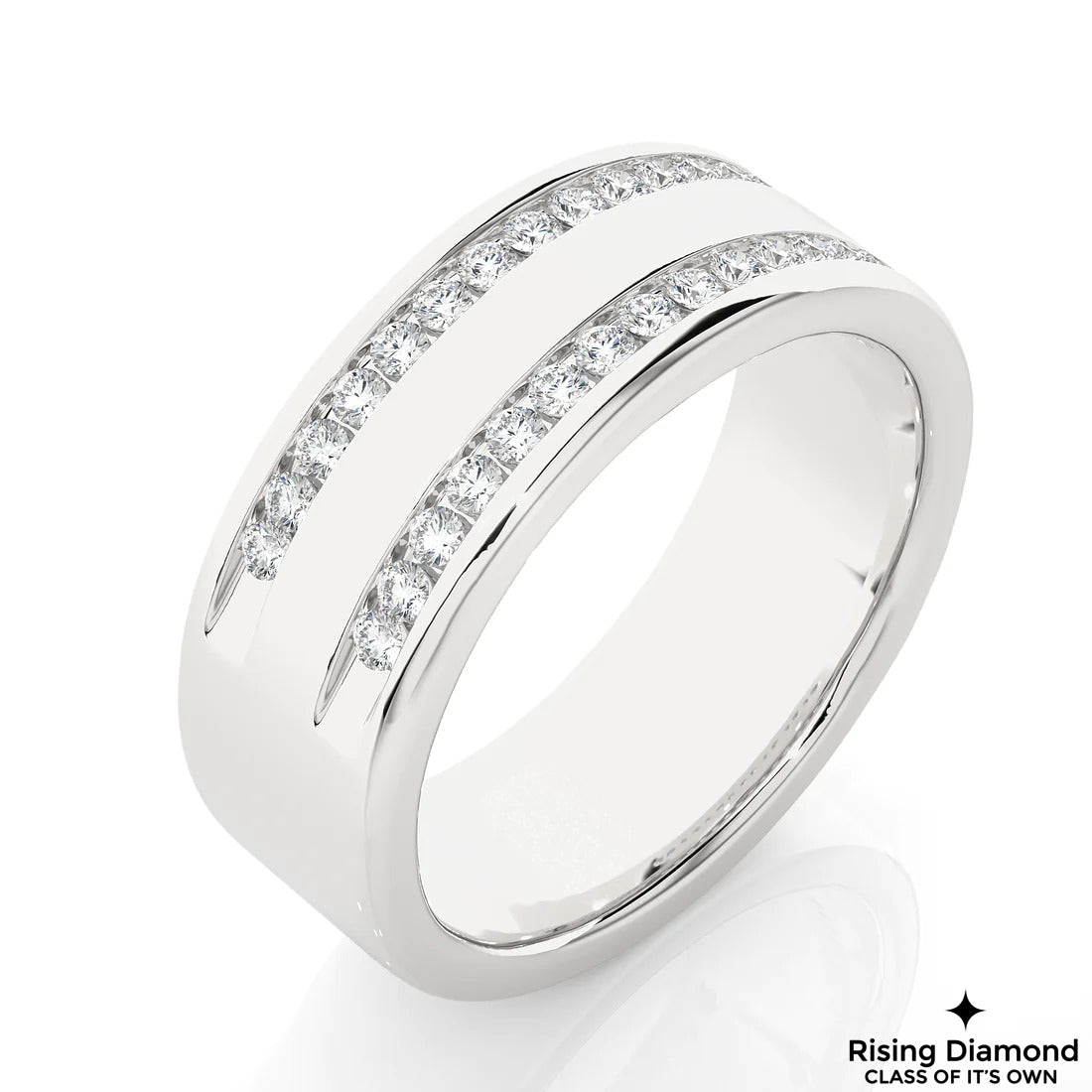 0.75 CTW Round Cut Colorless Moissanite Wedding Band
